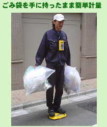ごみ袋を手に持ったまま簡単計量
